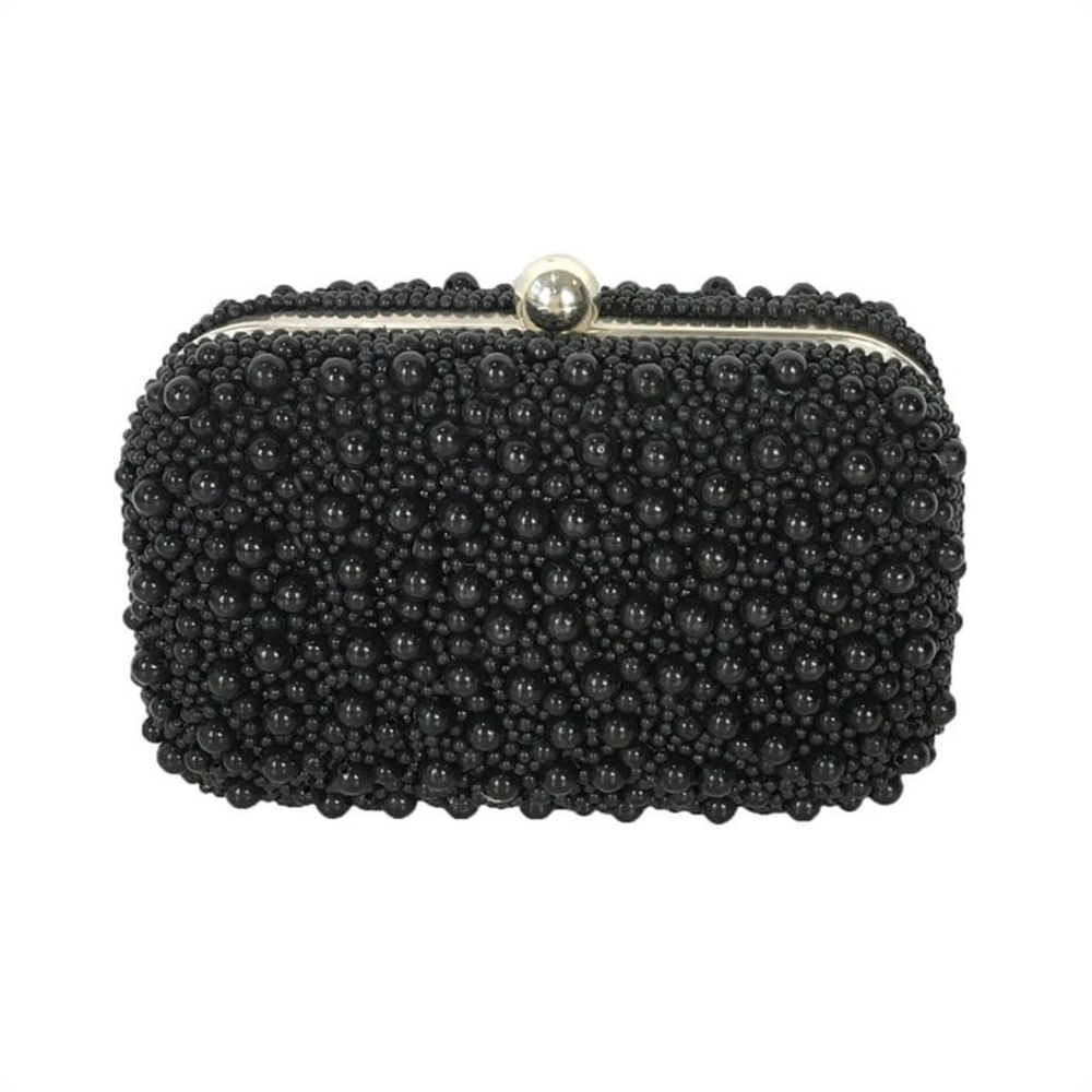 St Xavier Marcela Black Beaded Box Clutch Brand New with Tags